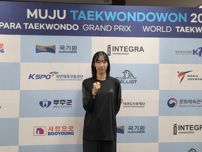 ▲지난달 7일 전북 무주 태권도원에서 태권도 여자 57㎏급 김유진(25·울산광역시체육회)이 인터뷰하고 있다. (연합뉴스)