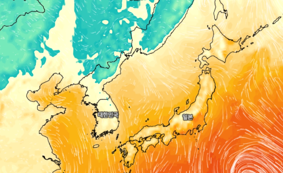 ▲기온 지도 (출처=기상청 날씨누리)