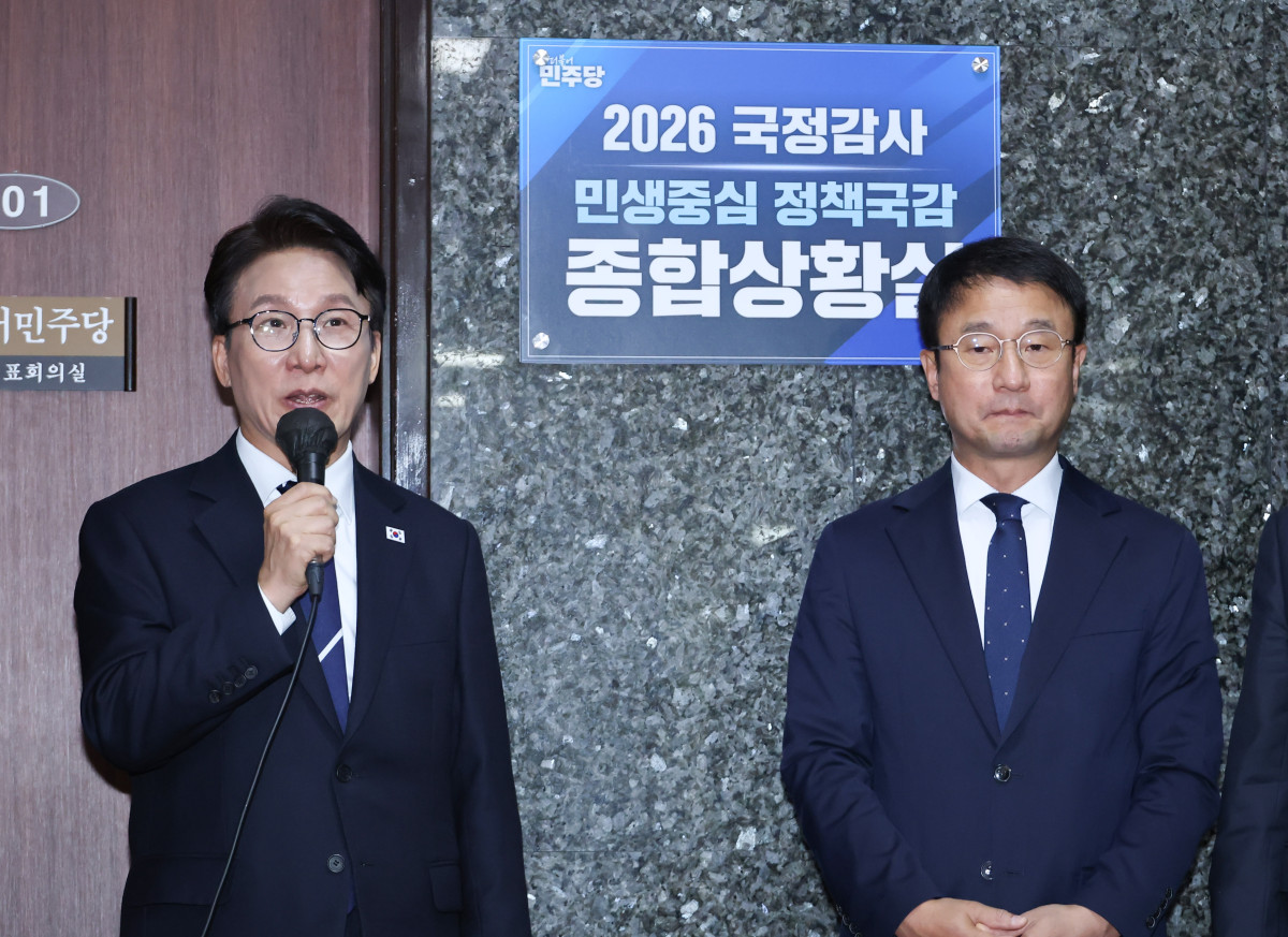 ▲더불어민주당 김민석 대표가 6일 국회에서 열린 2026 국정감사 현판식에서 발언하고 있다. 2026.10.6 (사진=연합뉴스)