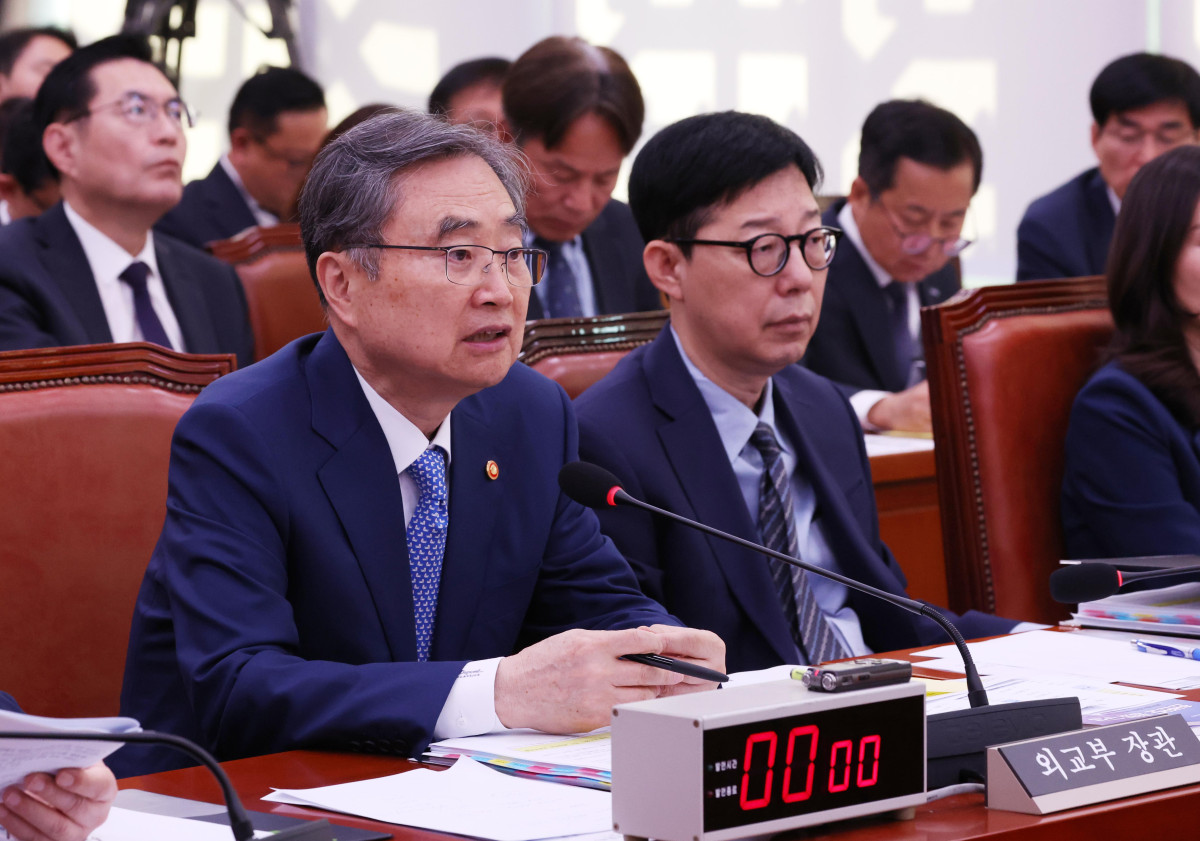 ▲조현 외교부 장관이 6일 서울 여의도 국회에서 열린 외교통일위원회의 외교부 등에 대한 국정감사에서 의원 질의에 답하고 있다. 신태현 기자 holjjak@