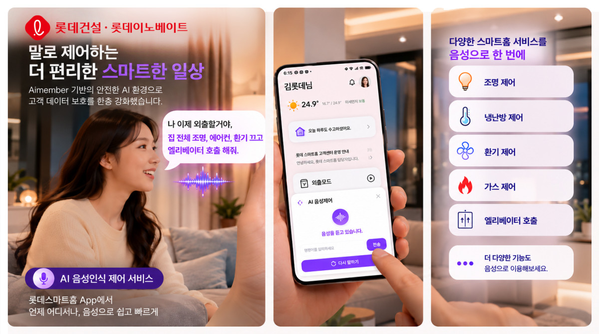 ▲롯데건설 AI 음성인식 홈네트워크 제어 서비스 이미지. (사진제공=롯데건설)