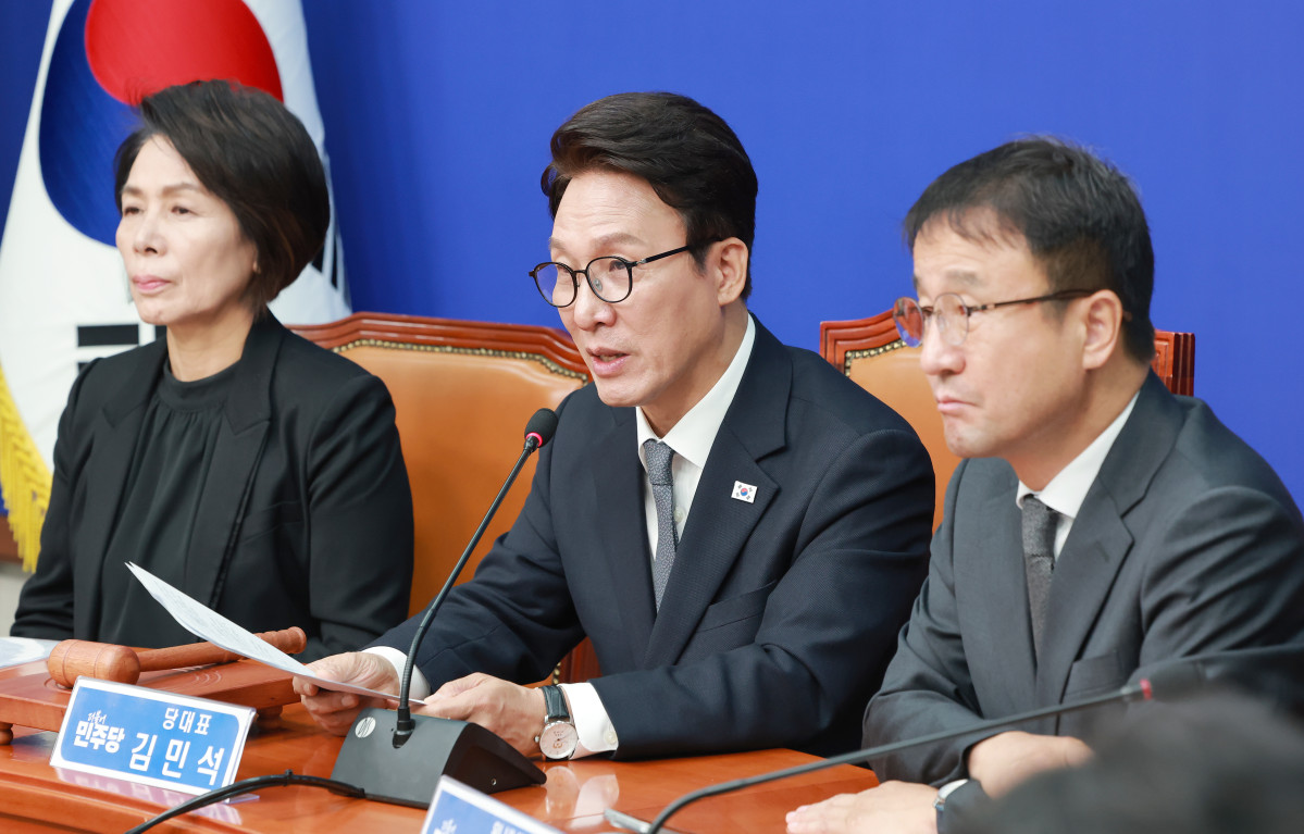 ▲더불어민주당 김민석 대표가 7일 국회에서 열린 최고위원회의에 참석해 발언하고 있다. 2026.10.7 (사진=연합뉴스)