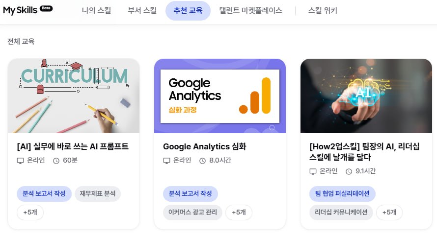 ▲삼성전자 임직원 커리어 플랫폼 '마이 스킬스' (사진=삼성전자)