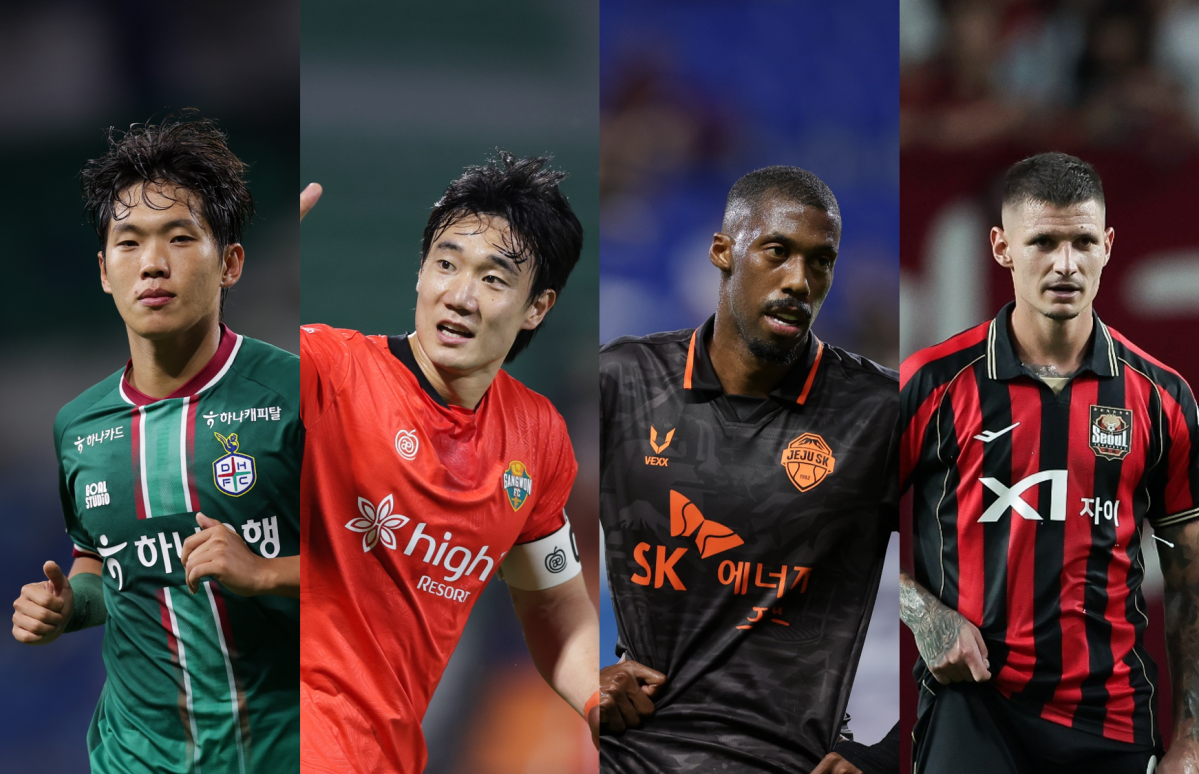 ▲왼쪽부터 이명재(대전)-이유현(강원)-이탈로(제주)-클리말라(서울) (사진제공=한국프로축구연맹)