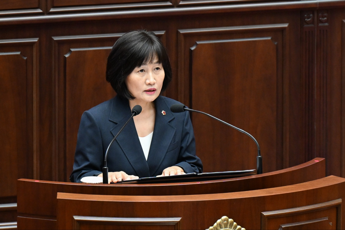 ▲최은영 의원이 부산시의회에서 발언을 하고 있다. (사진제공=부산시의회)