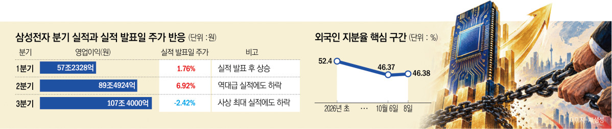 107조 벌어도 외국인은 팔았다…삼전 지분율 18년9개월 최저[종합]