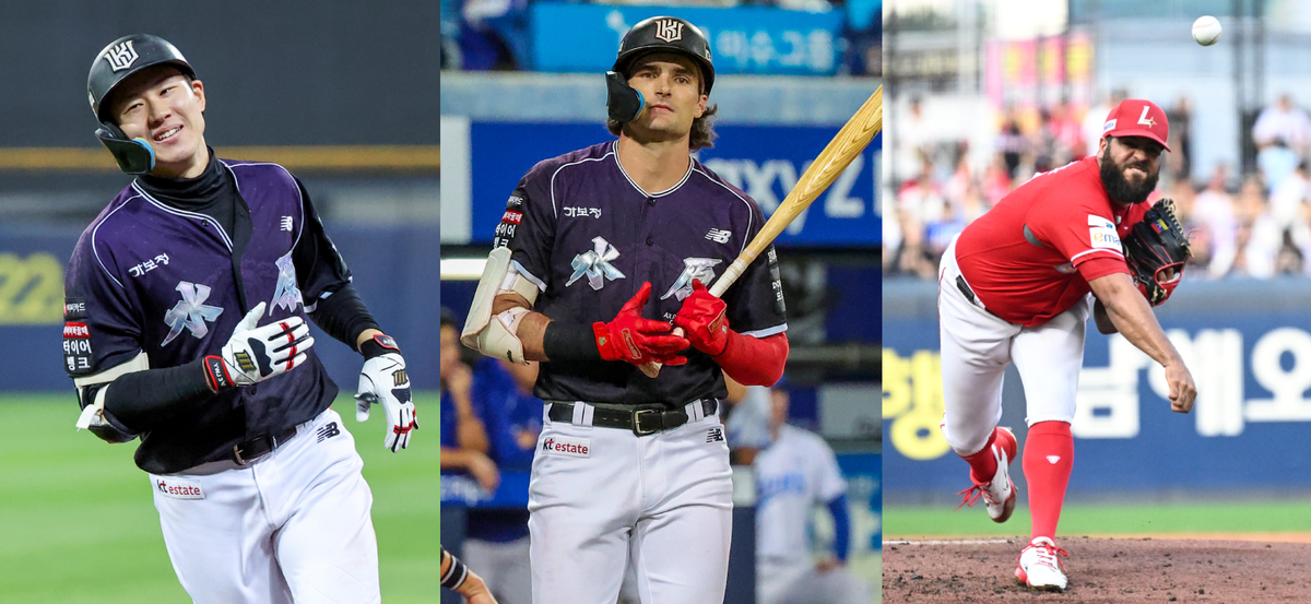 ▲2026 KBO 리그 9~10월 월간 MVP 후보에 오른 최원준ㆍ힐리어드(이상 kt)ㆍ아빌라(SSG). 왼쪽부터. (뉴시스)