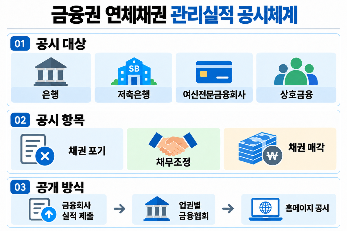 ▲금융권 연체채권 관리실적 공시체계도 (금융당국)