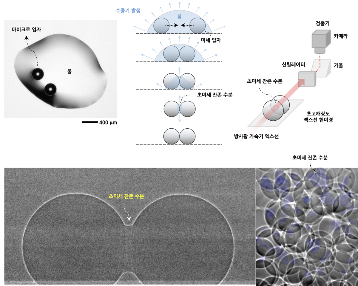 ▲성균관대학교 신소재공학부 원병묵 교수 연구팀이 한국과학기술원(KAIST) 강성훈 교수 연구팀과 공동으로 미세 입자 사이에서 물이 완전히 증발하지 않고 남는 현상을 규명했다. (사진=성균관대)