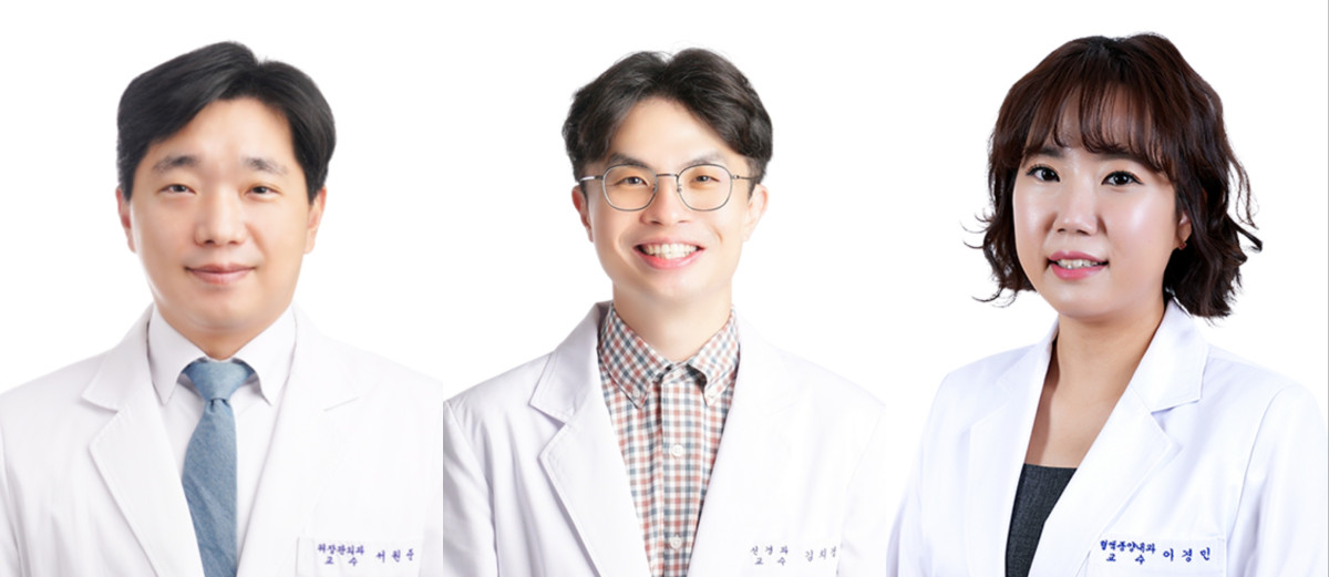 ▲(왼쪽부터) 고려대학교 구로병원 위장관외과 서원준 교수, 신경과 김치경 교수, 혈액종양내과 이경민 교수 (사진제공=고려대구로병원)