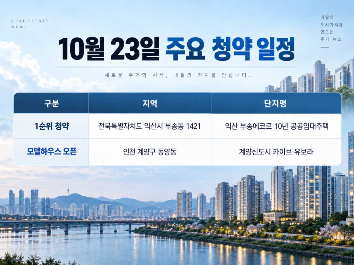 ▲10월 23일 주요 청약 일정 (사진=AI 생성)