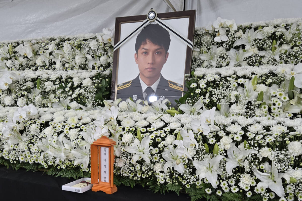 ▲세종시 세종중앙공원에 마련된 고(故) 김진석 소방위 합동분향소. (소방청)