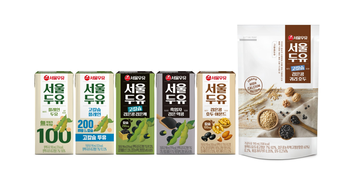 ▲서울우유협동조합이 개별 운영하던 두유 제품을 ‘서울두유 브랜드’로 통합하고, 두유 경쟁력을 강화한다. 사진은 새롭게 패키지 리뉴얼을 진행한 서울두유 제품 라인업. (사진제공=서울우유협동조합)