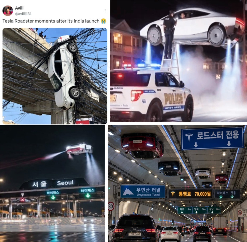 ▲테슬라 로이스터 밈 (출처=레딧, X, 온라인 커뮤니티 캡처)