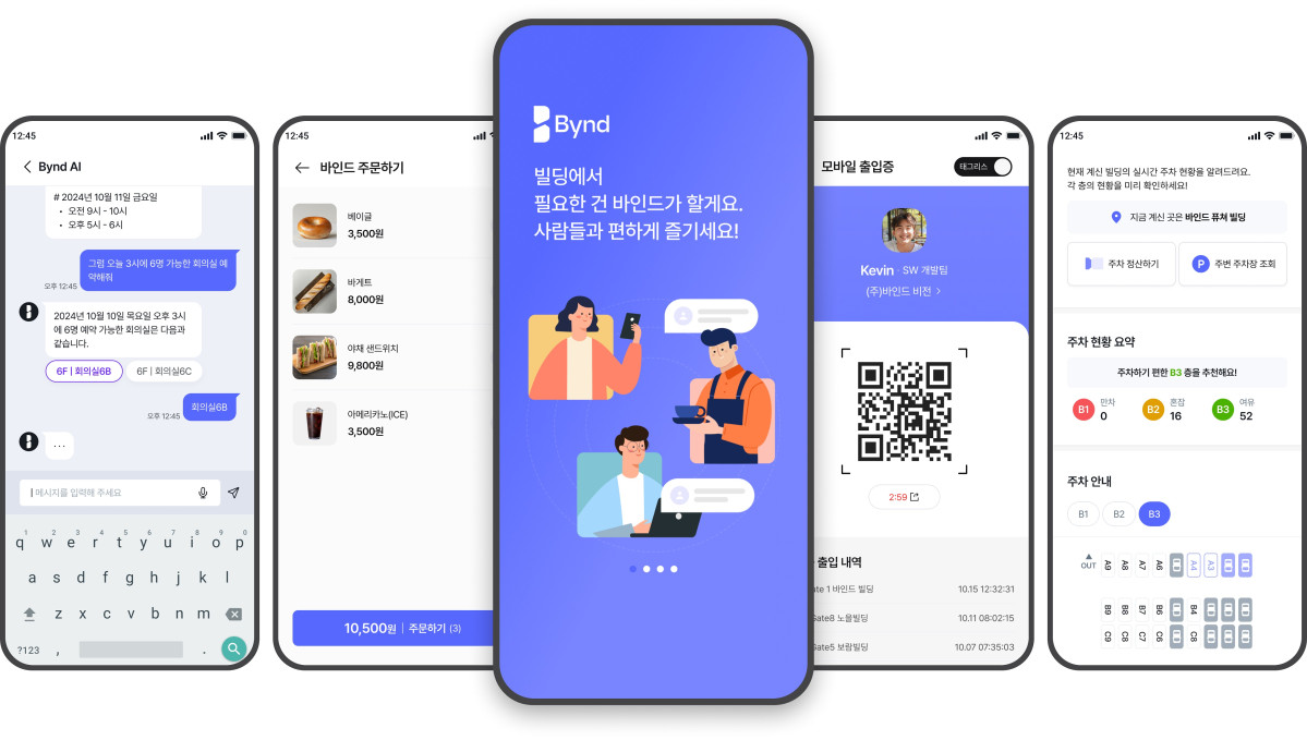 ▲삼성물산 빌딩플랫폼 앱 '바인드' 주요 기능 관련 이미지 (사진제공=삼성물산)