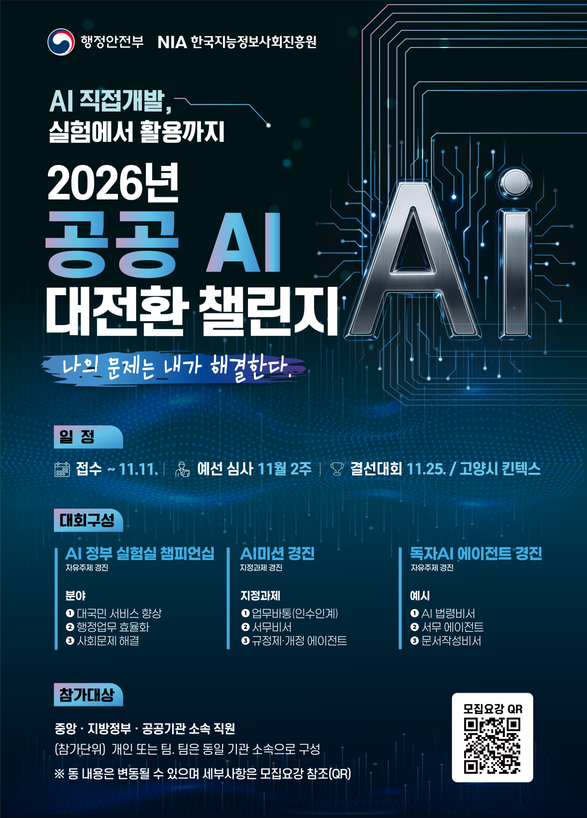 ▲2026년 공공 AI 대전환 챌린지 포스터 (행정안전부)