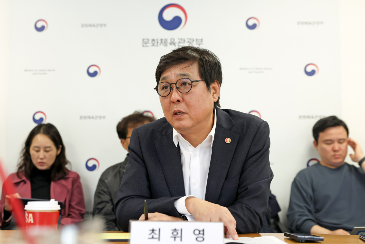 ▲최휘영 문화체육관광부 장관이 20일 서울 종로구 국립현대미술관 서울관에서 열린 '문화예술정책자문위원회 게임 분과 3차 회의'에서 발언하고 있다. (연합뉴스)