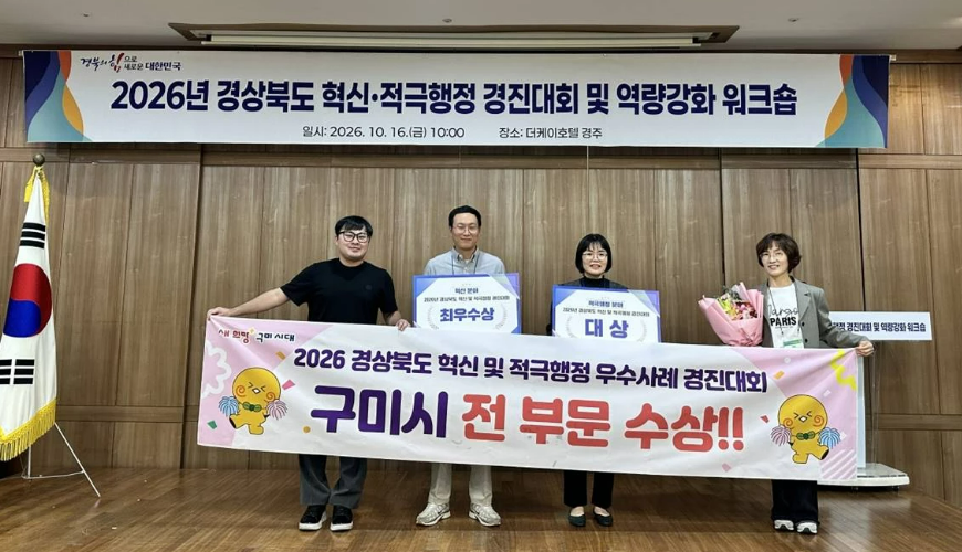 ▲구미시, 경상북도 적극행정분야 ‘대상’과 정부혁신 분야 ‘최우수상’수상 (구미시)