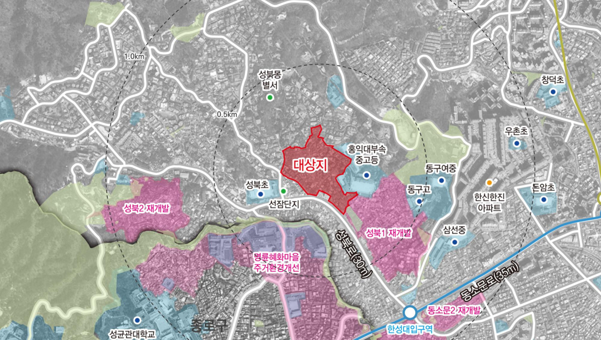 ▲성북구 성북동 3-38 일대 재개발 신속통합기획 위치도 (사진제공=서울시)