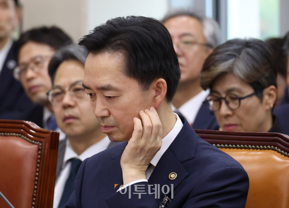 ▲김지용 중대범죄수사청장이 26일 서울 여의도 국회 행정안전위원회에서 열린 종합감사에서 참석하고 있다. 고이란 기자 photoeran@