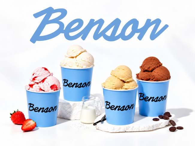 ▲프리미엄 아이스크림 브랜드 ‘벤슨(Benson)’ CI. (사진제공= 베러스쿱크리머리)