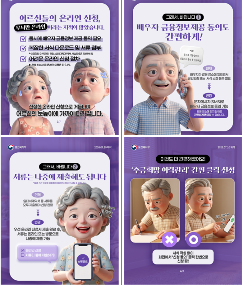▲기초연금 온라인 신청 개선 홍보자료. (사진제공=보건복지부)