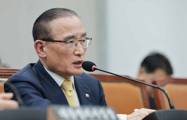 ▲위성락 국가안보실장이 29일 국회 운영위원회에서 열린 대통령비서실, 국가안보실, 대통령경호처에 대한 국정감사에서 운영위원 질의에 답하고 있다. 2026.10.29 (연합뉴스)