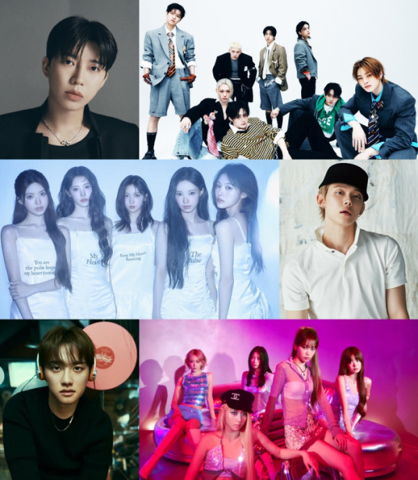▲임영웅, 스트레이 키즈, 리센느, 연준, 도경수, 르세라핌(사진출처=각 소속사 )