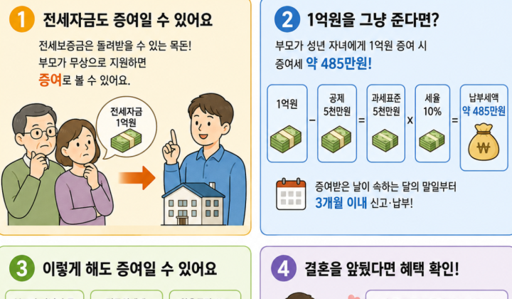 자녀 전세자금 보태주려는데증여세 내야 할까